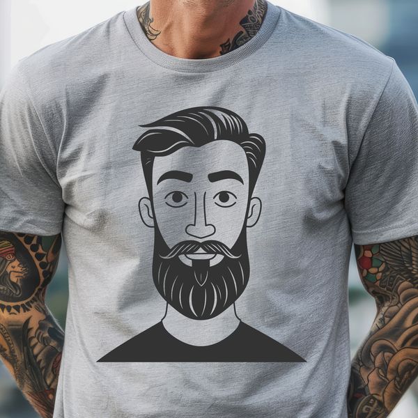 Simple Male Figure Vector Art A simple illustration of a male figure with a beard, created as a vector graphic.