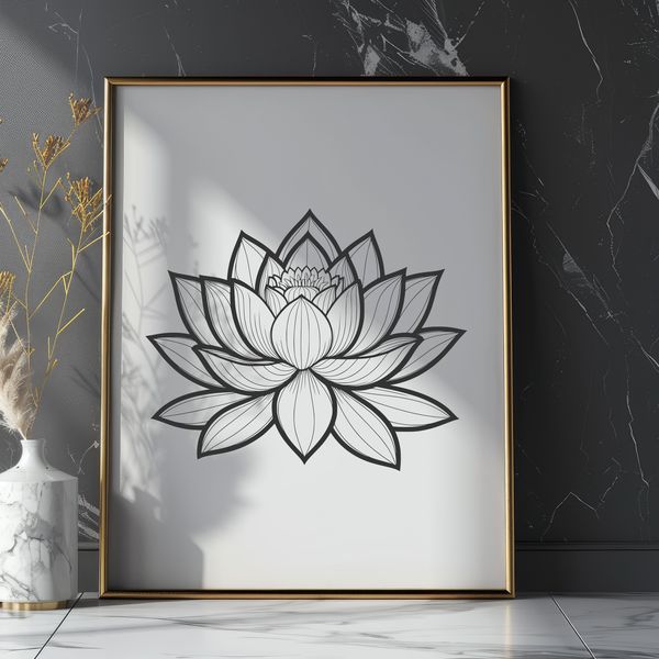 Beautiful Stylized Lotus Illustration Illustration of a stylized lotus flower with symmetrical petals and center.