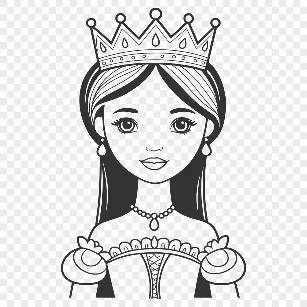 SVG clip art design of a young girl dressed as a princess.