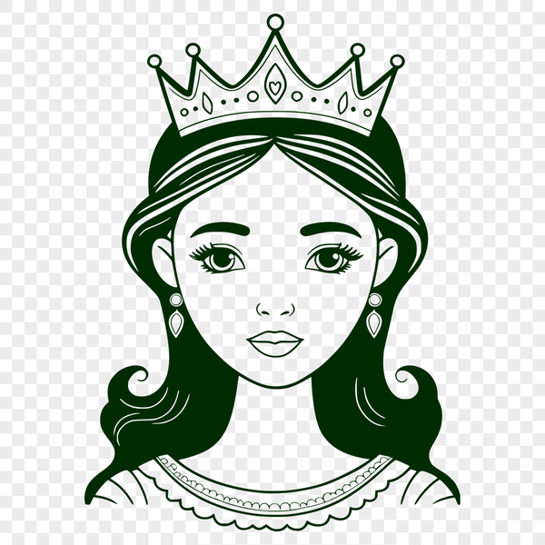 Royal Female Character A princess character in a royal gown, suitable for digital editing with vector art tools like Illustrator and Procreate.