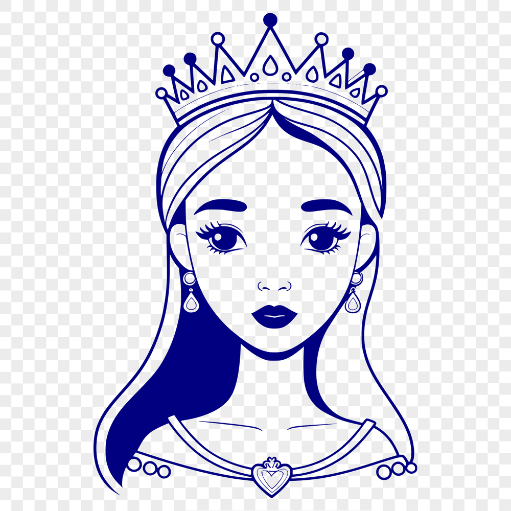 Sweet Little Princess Illustration A young female princess character illustrated in a simple style, suitable for personal or commercial use as clip art.
