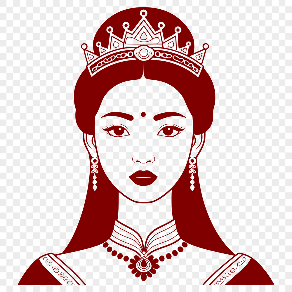 Digital Vector Royalty Free Image A digital illustration of a female character dressed in royal attire, suitable for vector-based designs.