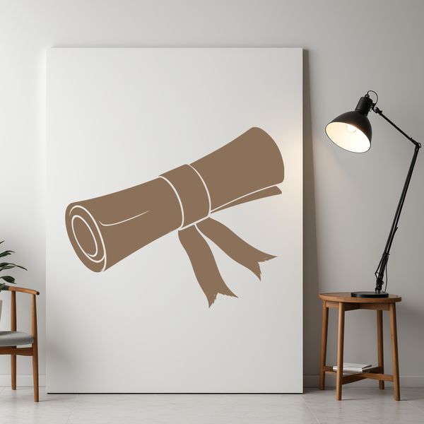 A traditional graduation scroll with parchment-style paper texture, designed for vector art projects.