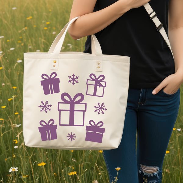 A digital illustration of a wrapped gift box with decorative paper and ribbons.