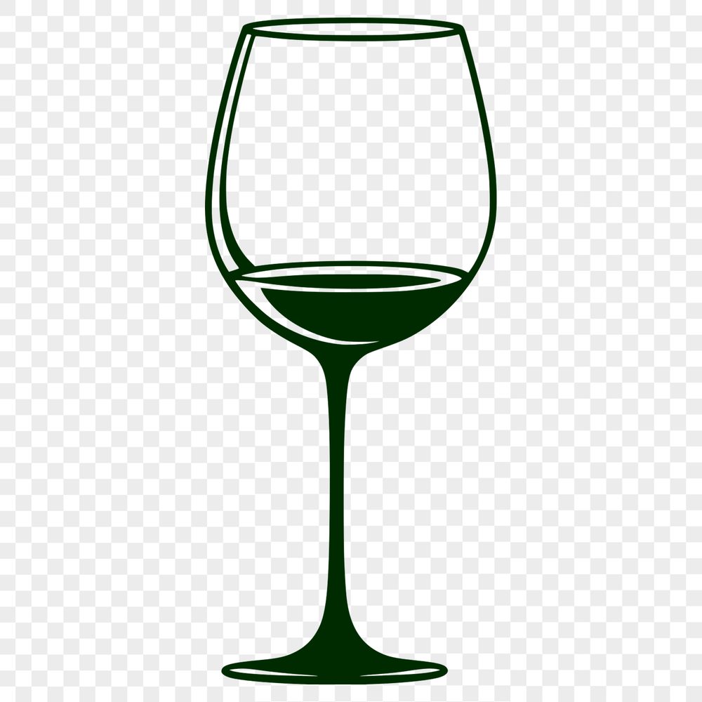 Beautiful Wine Glass SVG Design An illustration of a wine glass filled with liquid against a clean background.