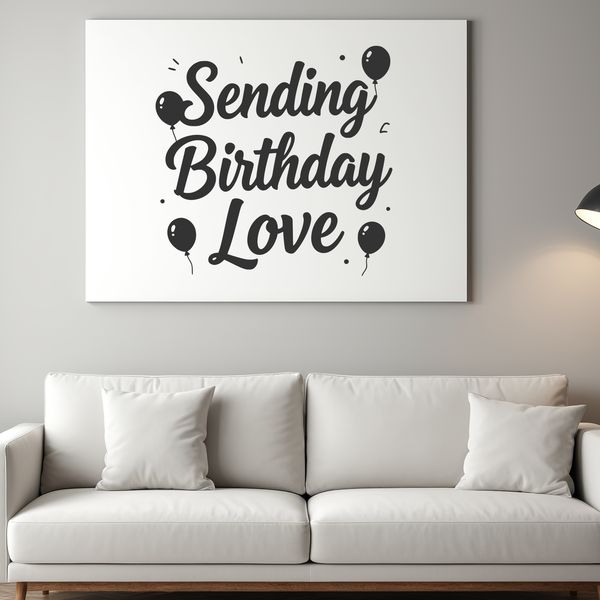 A vector graphic illustration of a birthday message with bold typography.