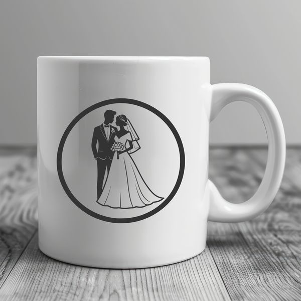 Romantic Wedding Scene Vector Art A vector illustration of a wedding ceremony, featuring the bride and groom in a romantic setting.