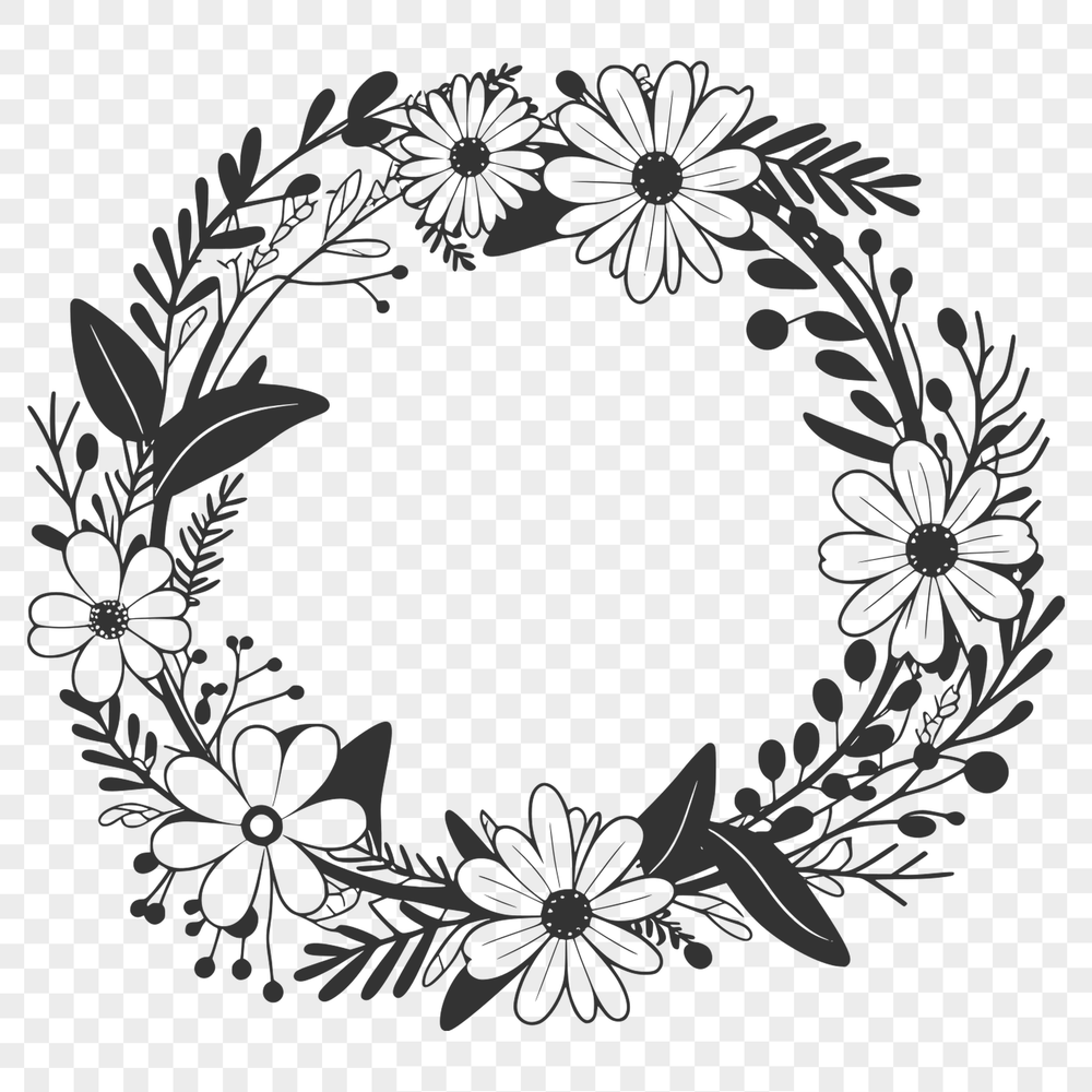Free SVG Clip Art for Cricut Projects A floral wreath design created using vector art, suitable for various applications including Cricut projects.