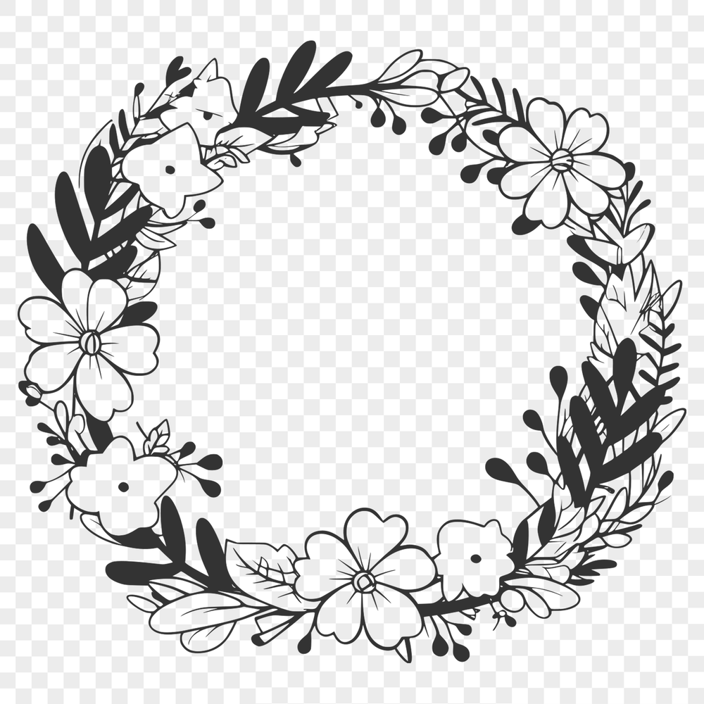 Intricate Wreath Vector Graphic A decorative floral wreath made up of intricately designed shapes, suitable for various crafting and design projects.