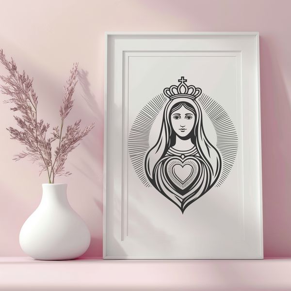 Faithful Heart Emblem Free Download A stylized illustration of the Sacred Heart, a symbol of devotion and faith in various religious traditions.