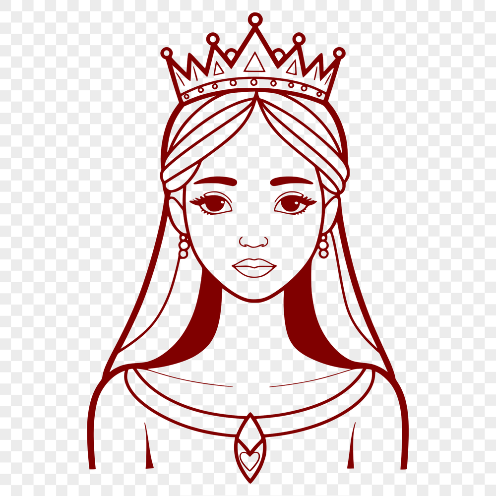 A young female princess in regal attire, suitable for vector art projects.