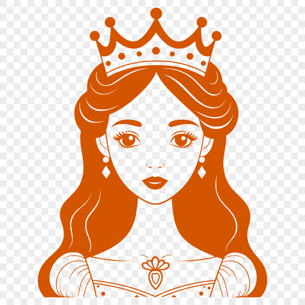 A vector illustration of a young princess in a elegant gown.