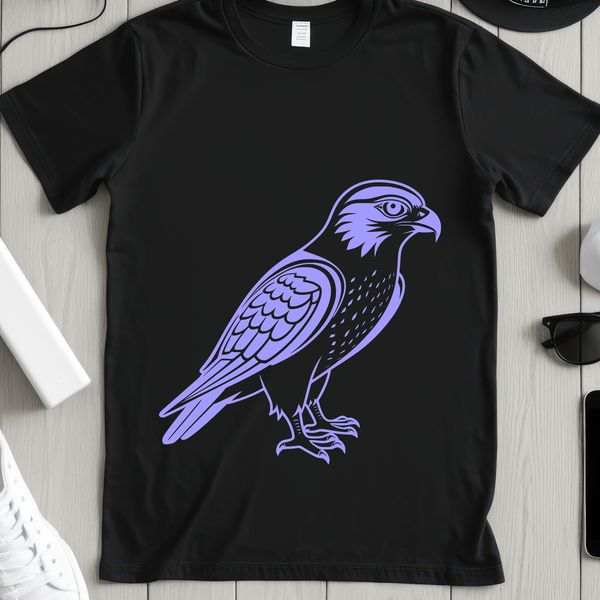 Free Bird Design SVG File A stylized silhouette of a bird of prey, designed as a free downloadable SVG file for various creative projects.