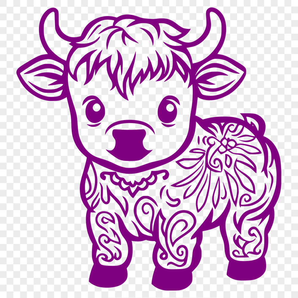 Highland Cow Vector Art In PDF File Format For Free Download