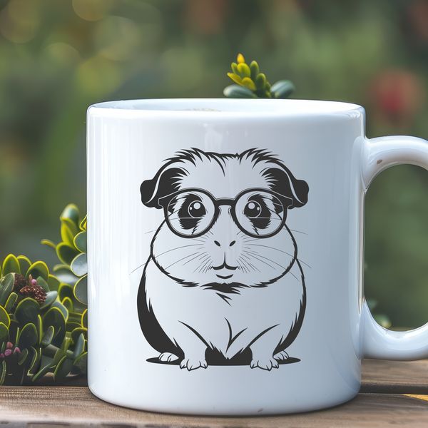 Cute Guinea Pig Wearing Specs A cute guinea pig wearing glasses on its head, illustrated in vector format.
