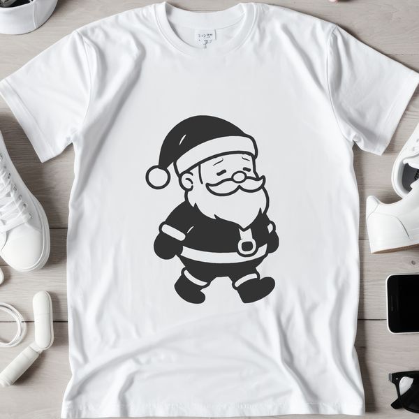 Illustration of jolly Father Christmas in a red suit with white beard and hat, suitable for various craft projects.