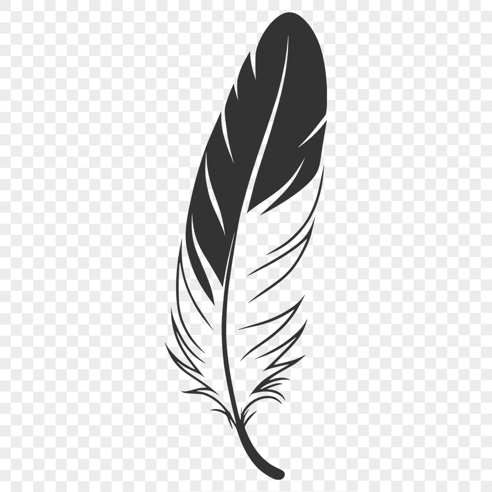 Free Clip Art Illustration of a Single Feather A single feather designed as a vector graphic illustration suitable for various designs.