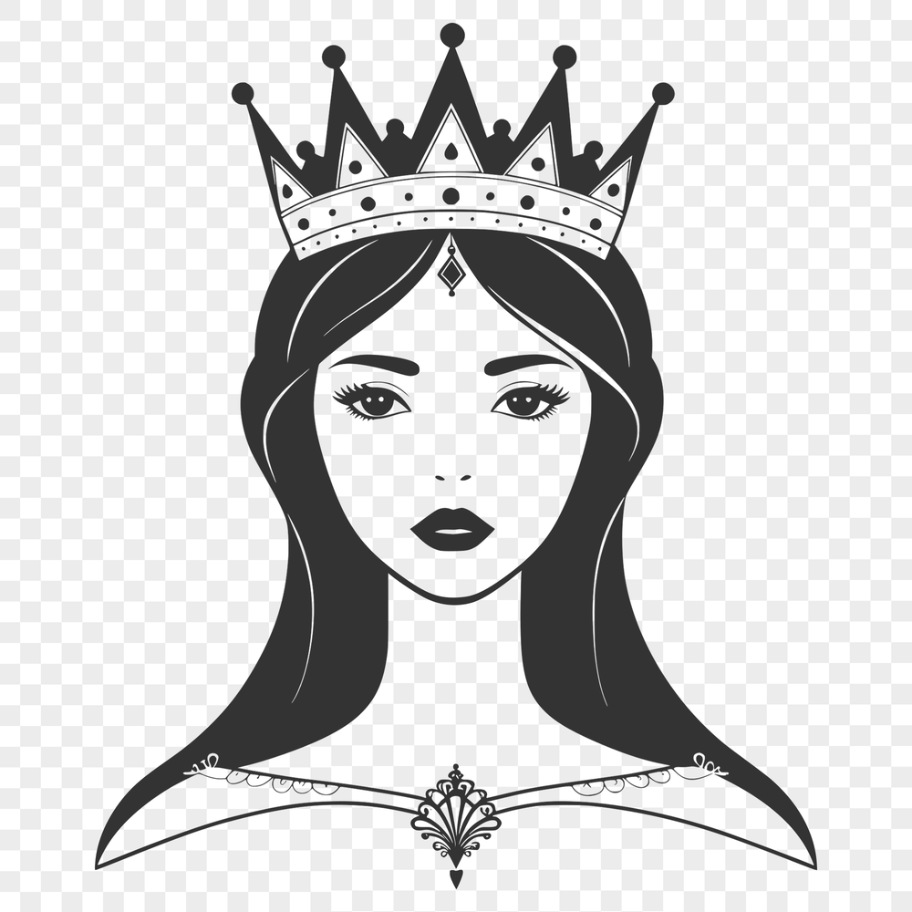 An SVG vector design featuring a woman dressed as royalty.