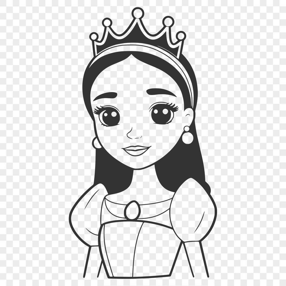 Female Royalty Clipart Design Illustration of a girl in royal attire, created using vector graphics.