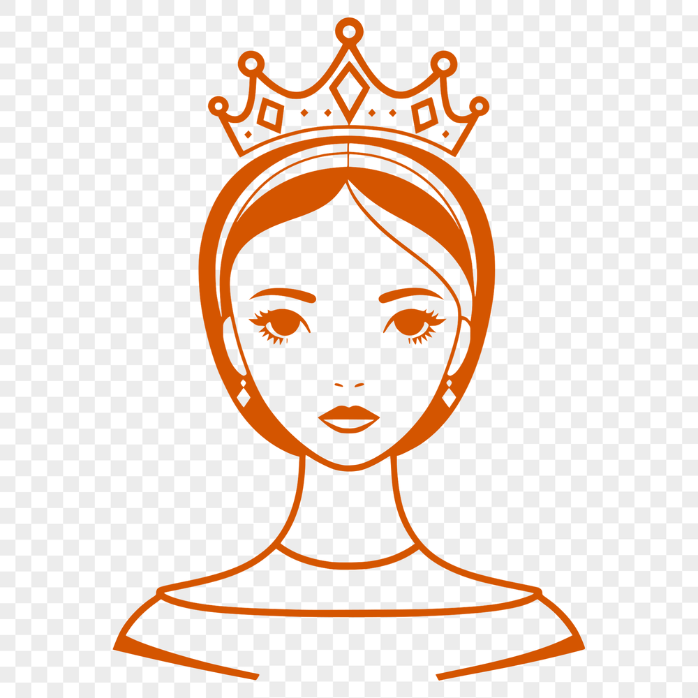 A vector graphic design featuring a stylized girl in royal attire.