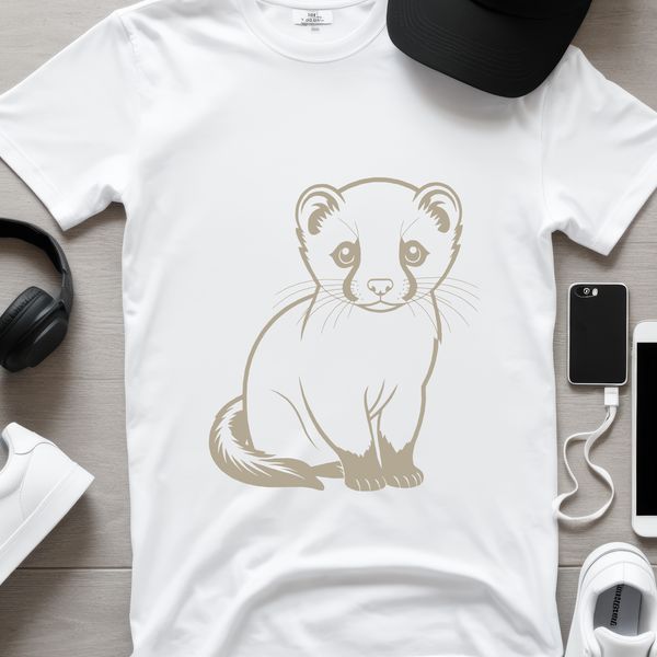 A vector illustration of a curious ferret sitting on its hind legs.