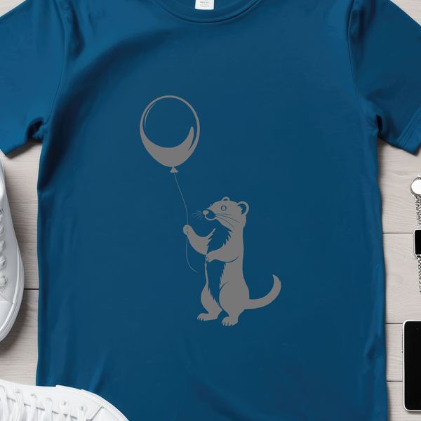 Ferret on Balloon SVG A small mammal ferret sitting on a colorful balloon.