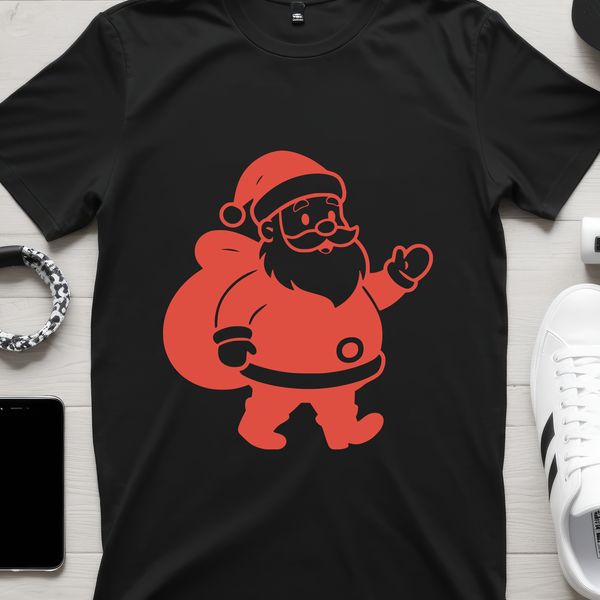 A classic illustration of Father Christmas in a traditional red suit with white beard.