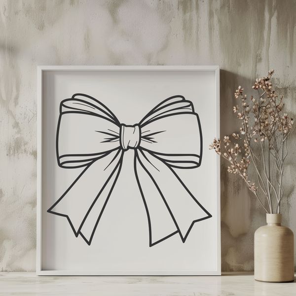 Elegant Black Bow Design A simple black bow with a ribbon-like design, suitable for crafting and DIY projects.