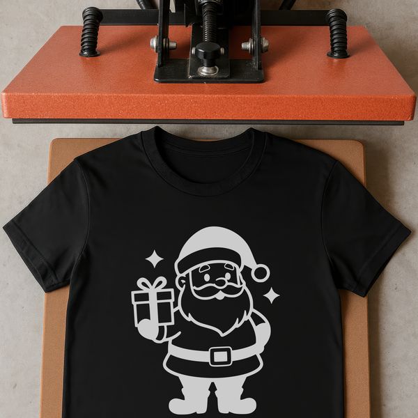 A silhouette outline of Santa Claus suitable for various digital designs and crafts.