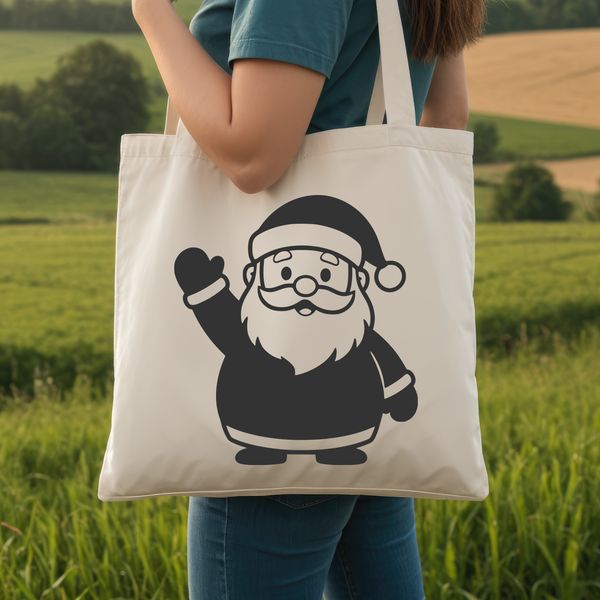 A vector illustration of a jolly old man in red and white attire with a bushy beard.