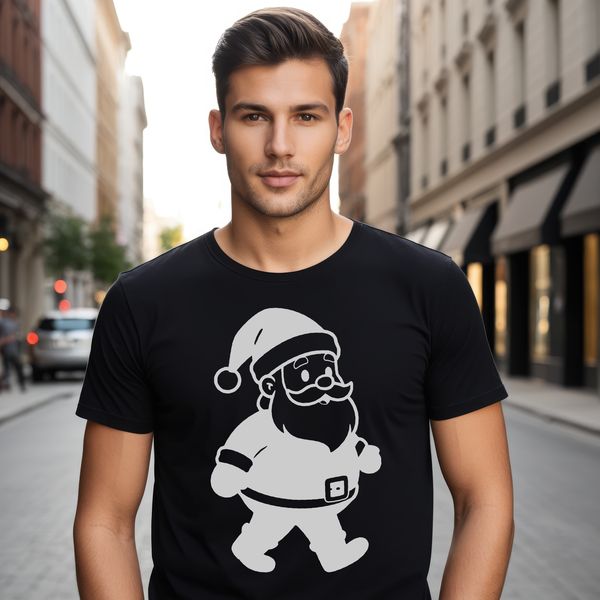 A vector illustration of Father Christmas in traditional holiday attire, suitable for digital use.