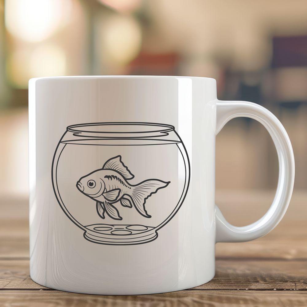 Whimsical Fish Bowl Friend A colorful goldfish swimming in a fish bowl, suitable for use as clip art or vector design.