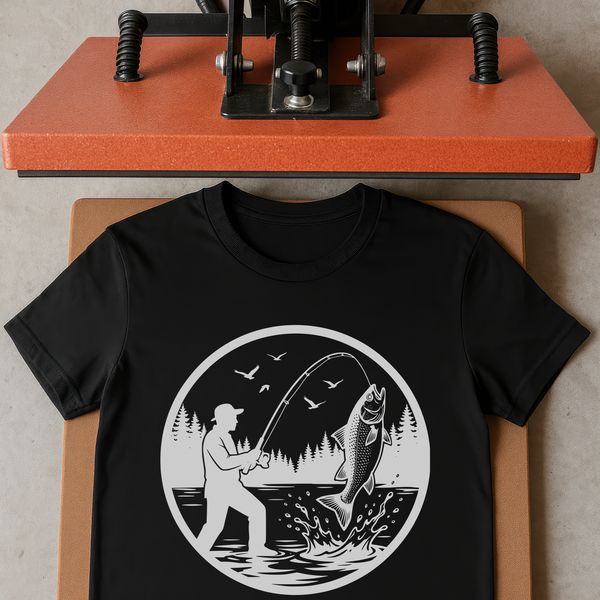 Fisherman silhouette SVG for cutting machine templates