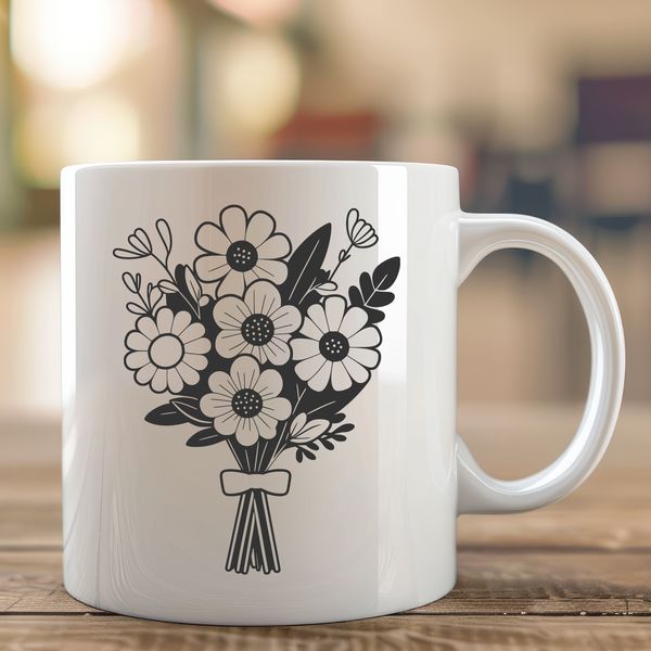 Flower Power Clip Art A decorative bouquet of flowers arranged in a symmetrical design.