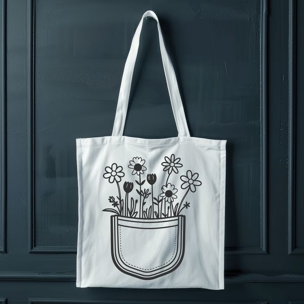 Wildflower Illustration for Your Pocket An illustration of a floral design for a pocket, featuring a stylized arrangement of wild flowers.