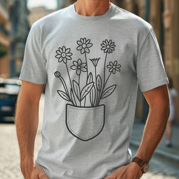 Floral Decorative Pouch A vector illustration of a decorative flower pocket with intricate details and a simple design.