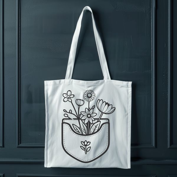 Stylized Flower Pouch Clip Art A stylized illustration of a flower pocket, suitable for various uses including crafting and design.