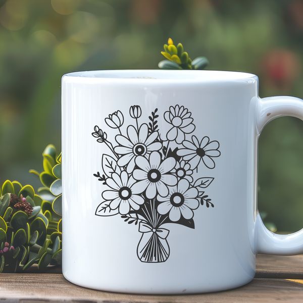 Beautiful Flowers in Stylized Style A stylized bouquet of flowers with varying colors and textures.