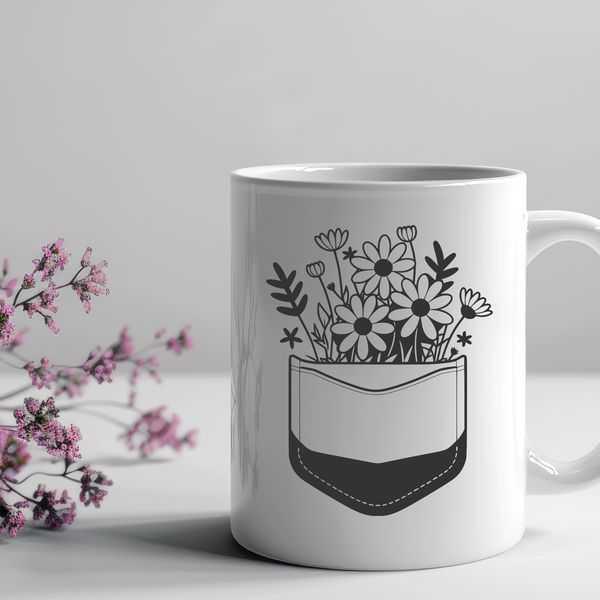 Whimsical Wildflower SVG Illustration A stylized vector illustration of a flower pocket, featuring intricate details and designs.