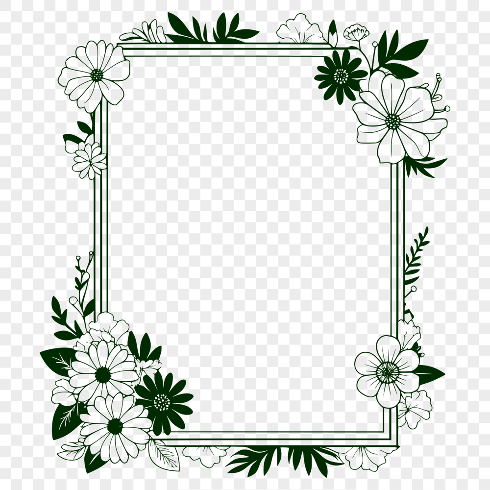 Floral Border Clip Art SVG A digital graphic representation of a decorative frame with floral patterns.