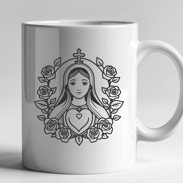 Detailed Floral Design Heart A detailed illustration of the Immaculate Heart symbol in a floral design.