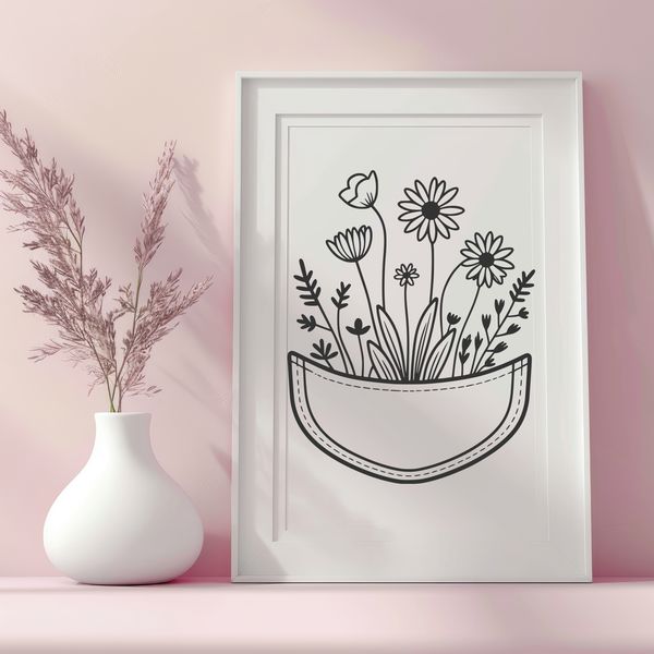 Floral Pocket Design SVG Illustration A stylized illustration of a flower pocket design, suitable for vector graphics.