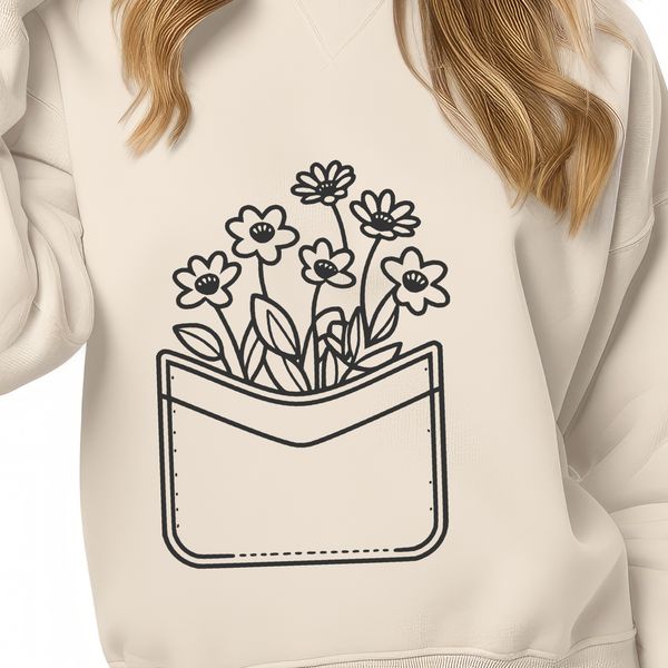Wild Flower Arrangement SVG Clip Art A detailed vector design of a floral pocket featuring a stylized wild flower arrangement.