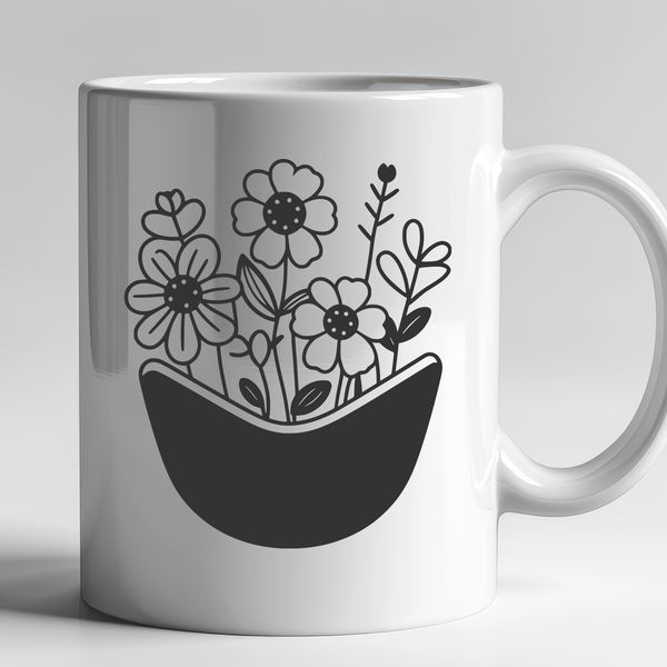 Decorative Flower Pocket SVG Template An illustration of a decorative flower pocket designed with floral elements.