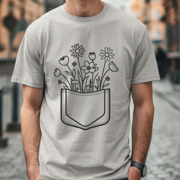 A stylized vector illustration of a flower pocket with intricate details, suitable for various design applications.