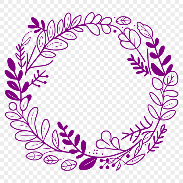 Creative Digital Wreath Template A floral patterned wreath designed as a vector art element, suitable for various digital applications.