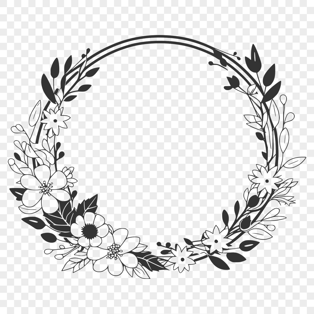 Free SVG Wreath Design with Floral Patterns An SVG wreath template with intricate floral patterns.