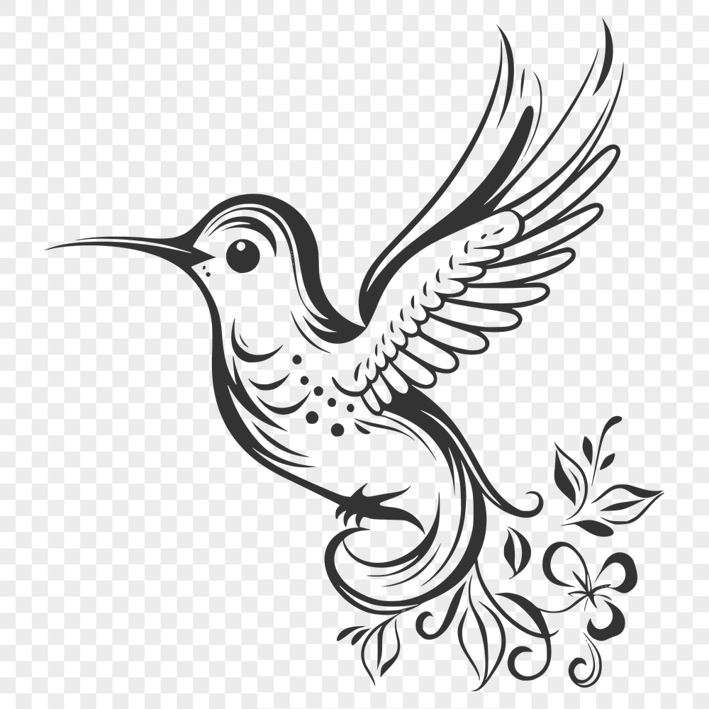 Floral Flying Bird - PNG