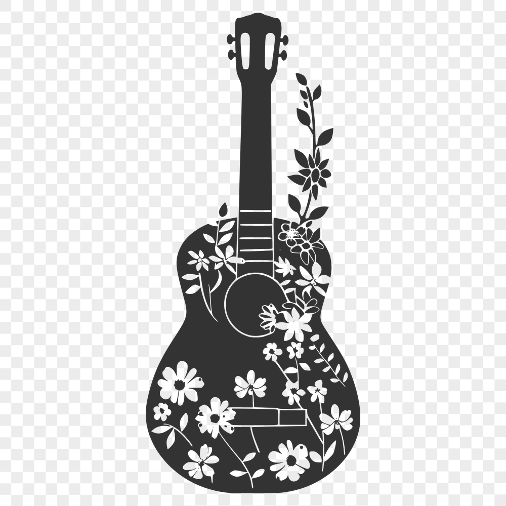 Free Floral Guitar Digital Artwork