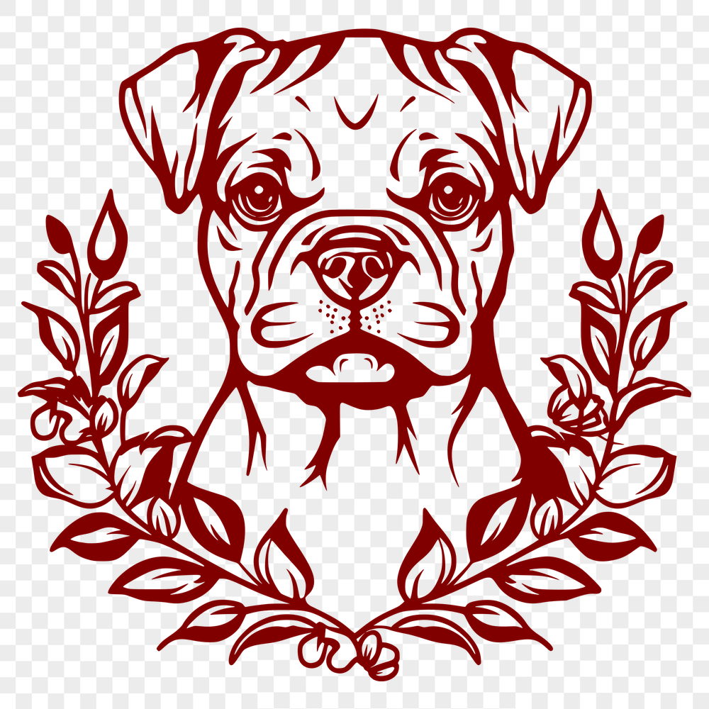 Floral Dog In SVG & DXF